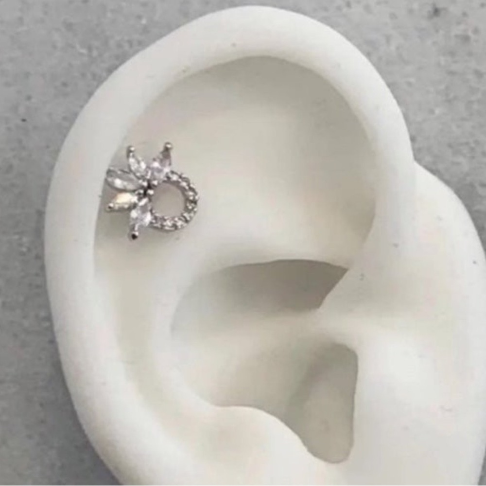 Silver Crystal Tear Drop Cluster Cartilage Earring 

Brand New